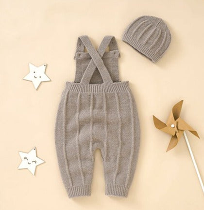Baby Knitted Overall Set with Hat