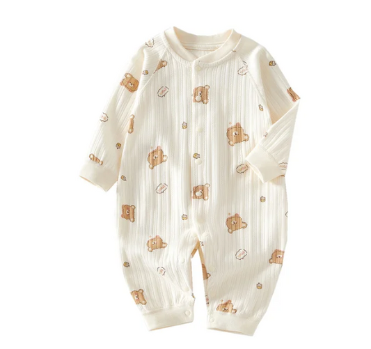 Muslin Newborn Jumpsuit - Bear Design