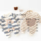 Baby Bear Embroidery Striped Romper