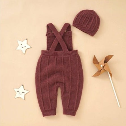 Baby Knitted Overall Set with Hat