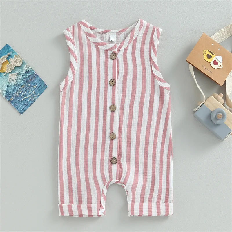 Striped Cotton Linen Jumpsuit