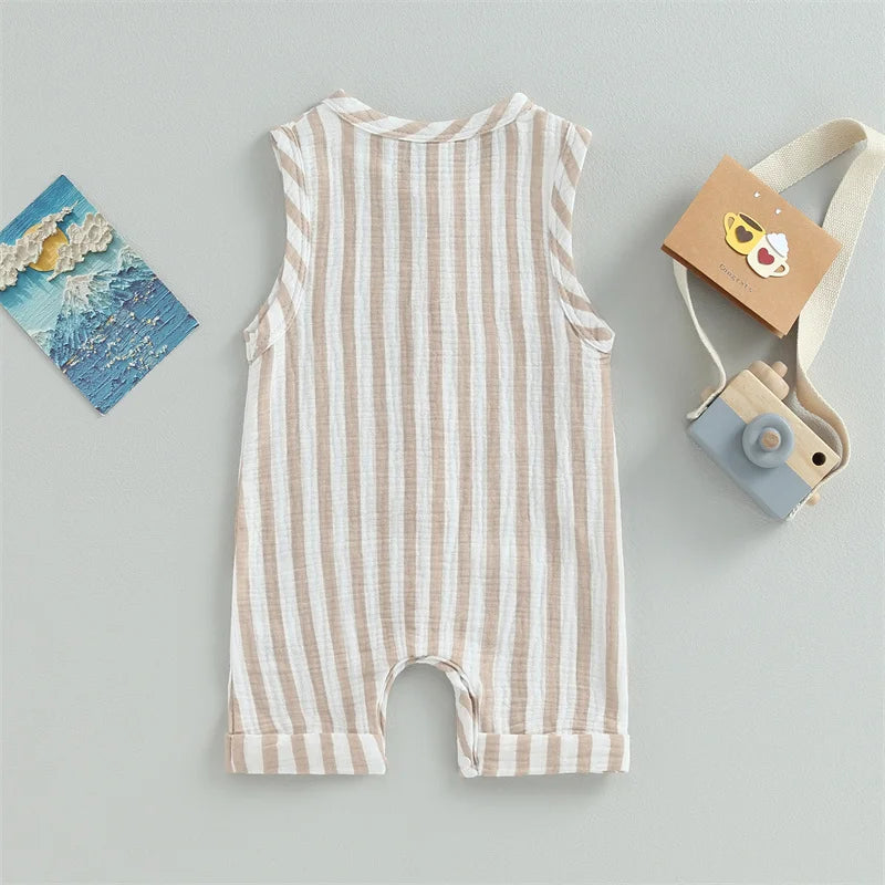 Striped Cotton Linen Jumpsuit