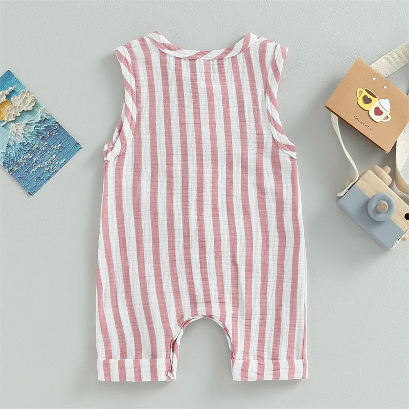 Striped Cotton Linen Jumpsuit