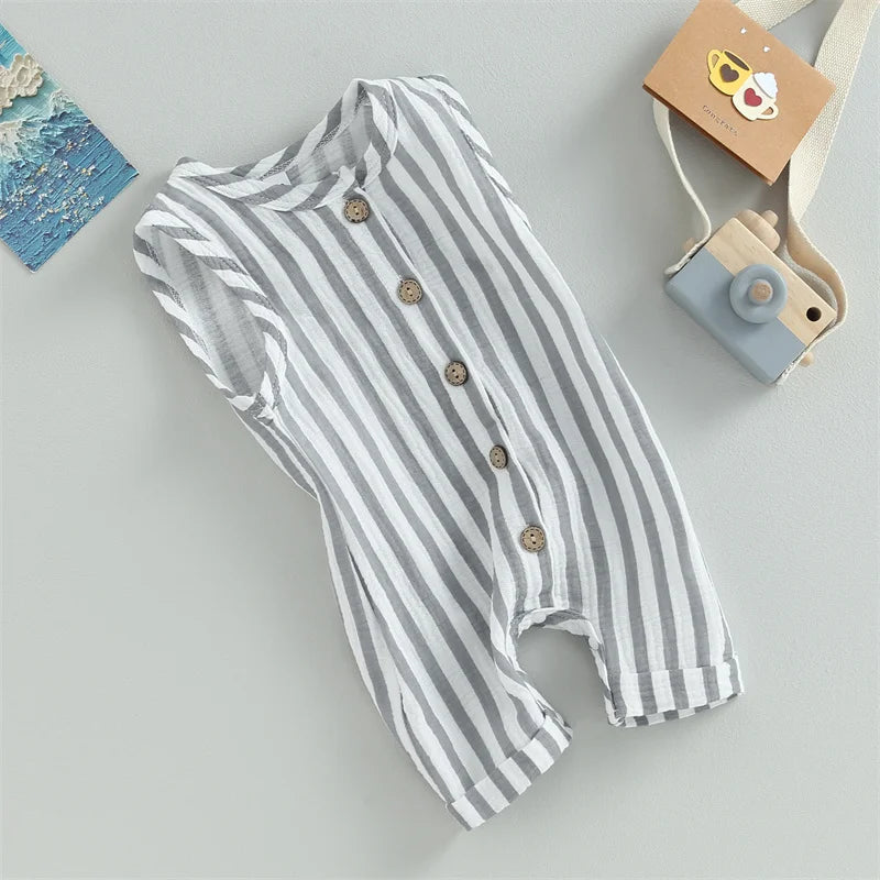 Striped Cotton Linen Jumpsuit