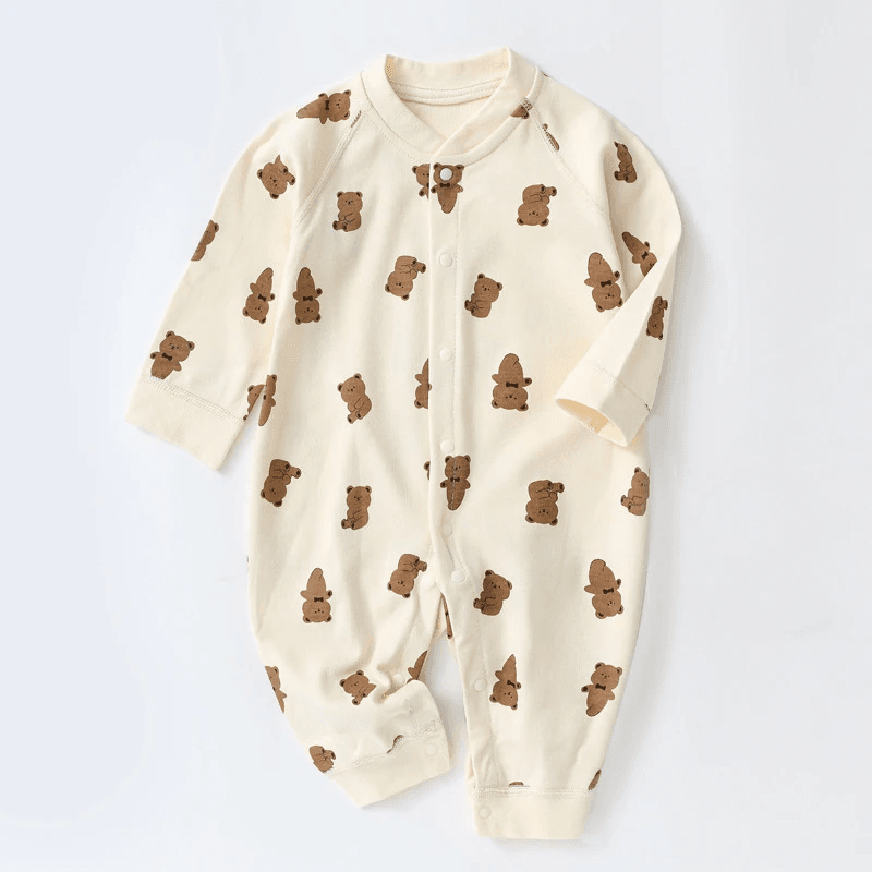 Muslin Newborn Jumpsuit - Bear Design