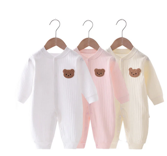 Muslin Newborn Jumpsuit - Bear Stitch