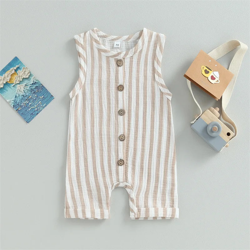 Striped Cotton Linen Jumpsuit