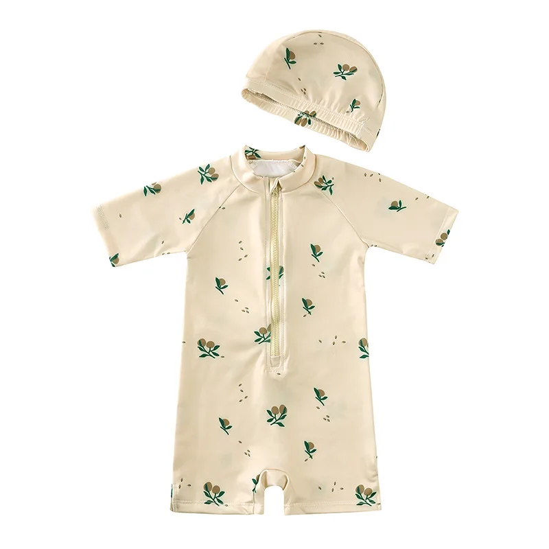 Baby One-Piece Swimsuit with Hat - Car Print