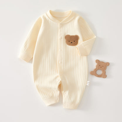 Muslin Newborn Jumpsuit - Bear Stitch